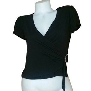 Black Dressy Short Sleeve Top Junior's Size L